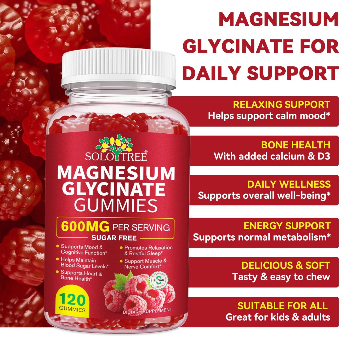 120 Count Magnesium Glycinate Gummies with L-Threonate（600mg Per Serving）,High Absorption Sugar Free Magnesium Potassium Supplement for Relaxation, Stress Relief, and Sleep Support for Adults & Kids WOJBALMNBuy Supplements Australia