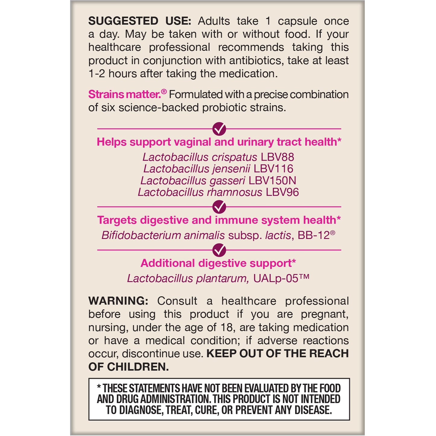Jarrow Formulas Fem-Dophilus Advanced Vaginal & Digestive Probiotics 10 Billion CFU with 6 Science Backed Strains, for Vaginal, Urinary Tract