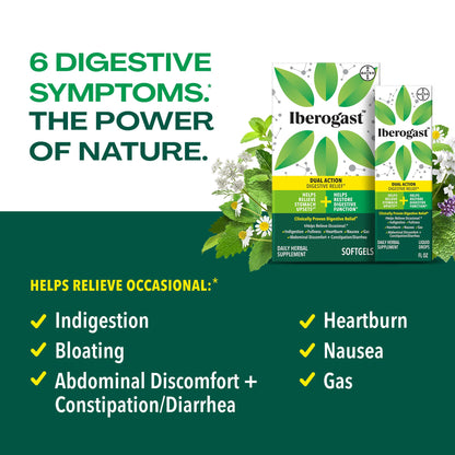 Iberogast Softgels, Herbal Relief of Stomach Upsets: Occasional Indigestion, Bloating, Gas, Nausea, Upset Stomach; 6-Herb Blend with Iberis Amara, Peppermint, Licorice, Lemon Balm; 30ct Iberogast buy supplements Au