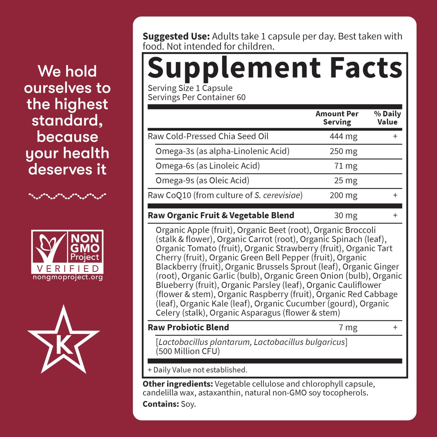 Garden of Life CoQ10 200mg, Vegetarian Omega 3 6 9 Supplement Raw Co Q 10 Chia Seed Oil, Whole Food Nutrition with Antioxidant Support