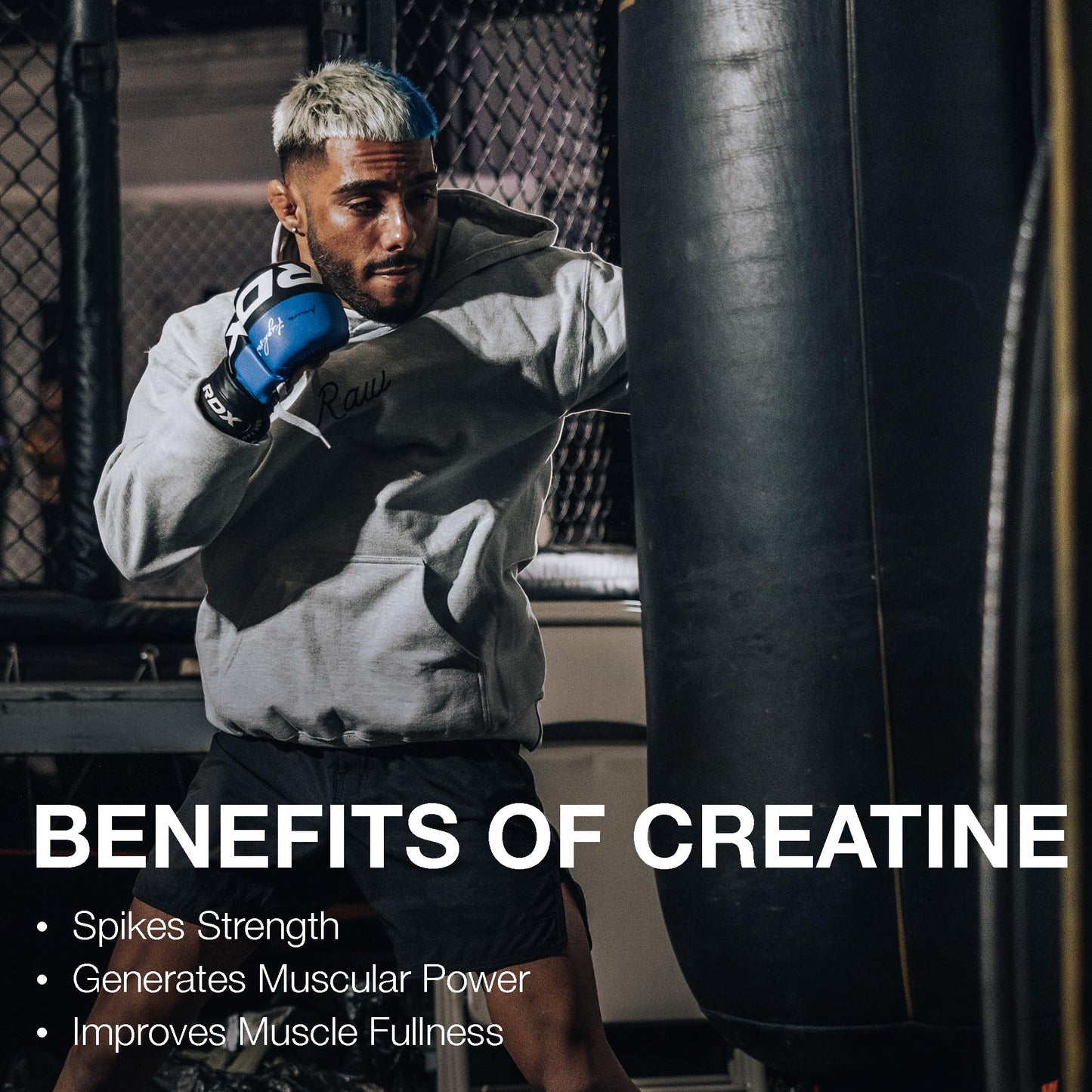 RAW Nutrition Creatine Monohydrate Powder, Unflavored (30 Servings) - Micronized Creatine Monohydrate Supplement for Workout Performance, Build Muscle & Strength