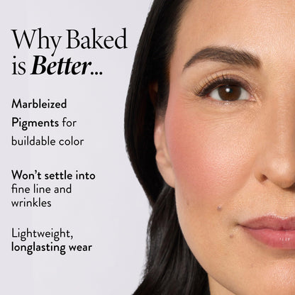 LAURA GELLER NEW YORK Baked Blush-n-Brighten for Mature Skin - 04 Cherry Custard - Powder Blush Won't Settle into Fine Lines - Buildable Natural Finish – Longlasting Formula - Made in Italy