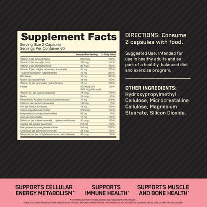 Optimum Nutrition Opti-Women, Vitamin C, Zinc and Vitamin D for Immune Support Womens Daily Multivitamin Supplement with Iron, Capsules, 120 Count