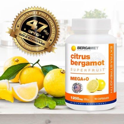 BergaMet Citrus Bergamot Supplement, 170:1 Extract, 1200mg per Serving, 80% Polyphenols, Italian Citrus Bergamot Supplement,