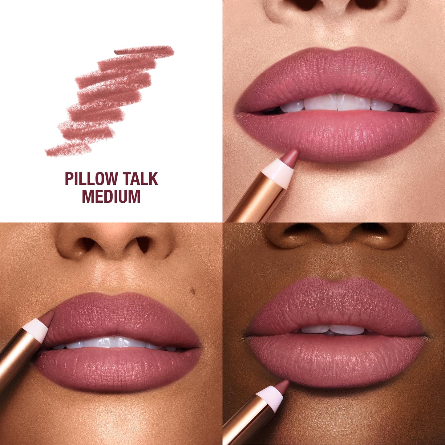 Charlotte Tilbury Lip Cheat Lip Liner Pencil - Creamy Fuller-Looking Lip Pencil with Jojoba Oil & Hyaluronic Acid - Waterproof, Smudge-Proof & Transfer-Proof - 6H Wear - Pillow Talk Medium