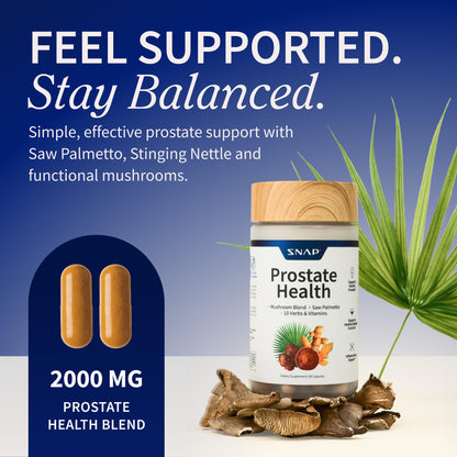 Snap Supplements Prostate Health Supplement with Saw Palmetto for Men, DHT Blocker - Helps Support Male Urinary Tract and Prostate for Mens Health