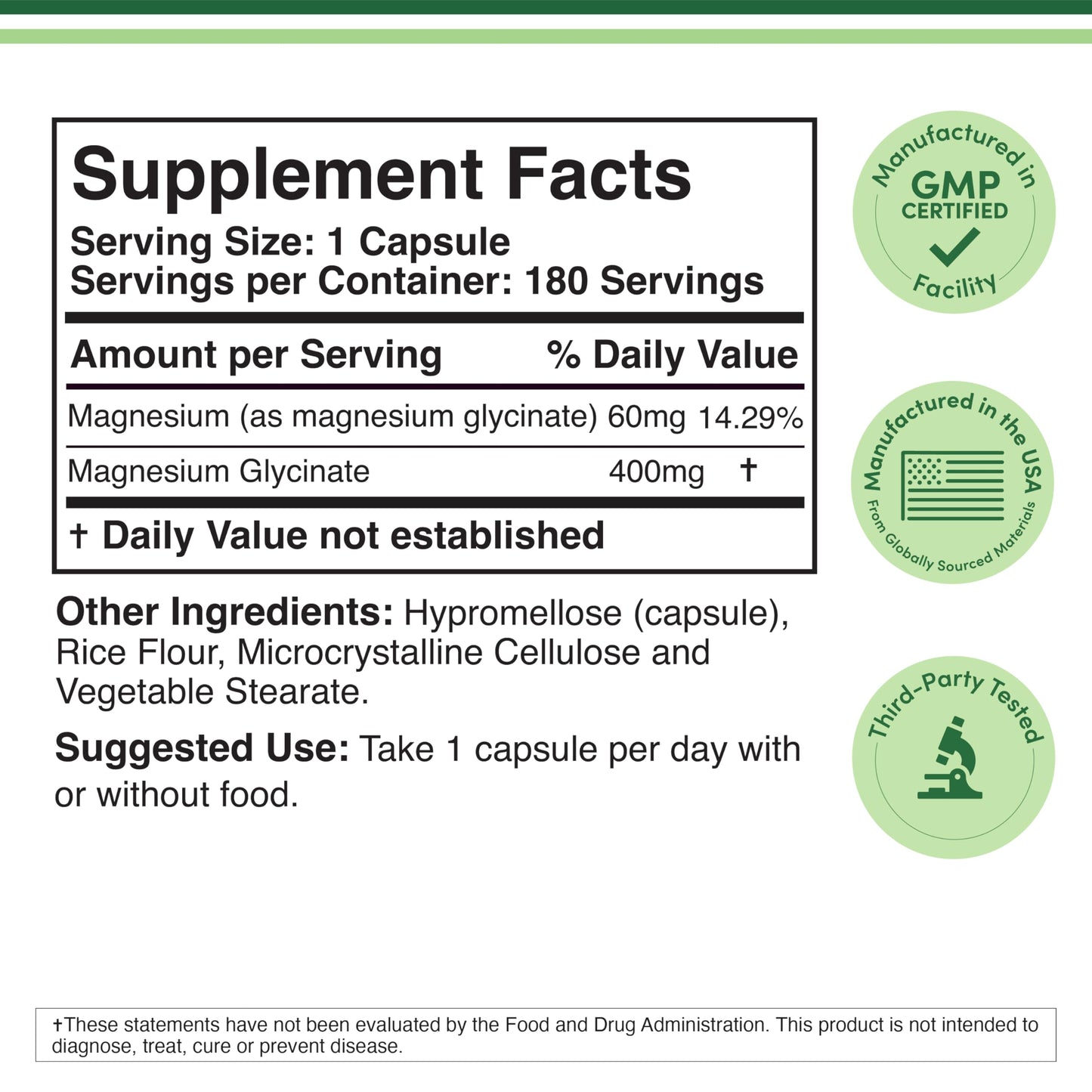 Magnesium Glycinate 400mg | 180 Capsules | Sleep, Muscle, & Heart Support | Vegan, Third Party Tested, Gluten Free, Non-GMO, by Double Wood Supplements Double Wood SupplementsBuy Supplements Australia