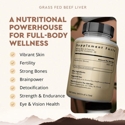 Ancestral Supplements Grass Fed Beef Liver 180 Capsules, Supports Energy Production, Detoxification, Digestion, Immunity and Full Body Wellness