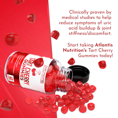 Atlantis Nutrition Tart Cherry Gummies with Celery Seed Extract - Advanced Uric Acid Cleanse for Immediate Relief | Joint Relief & Recovery