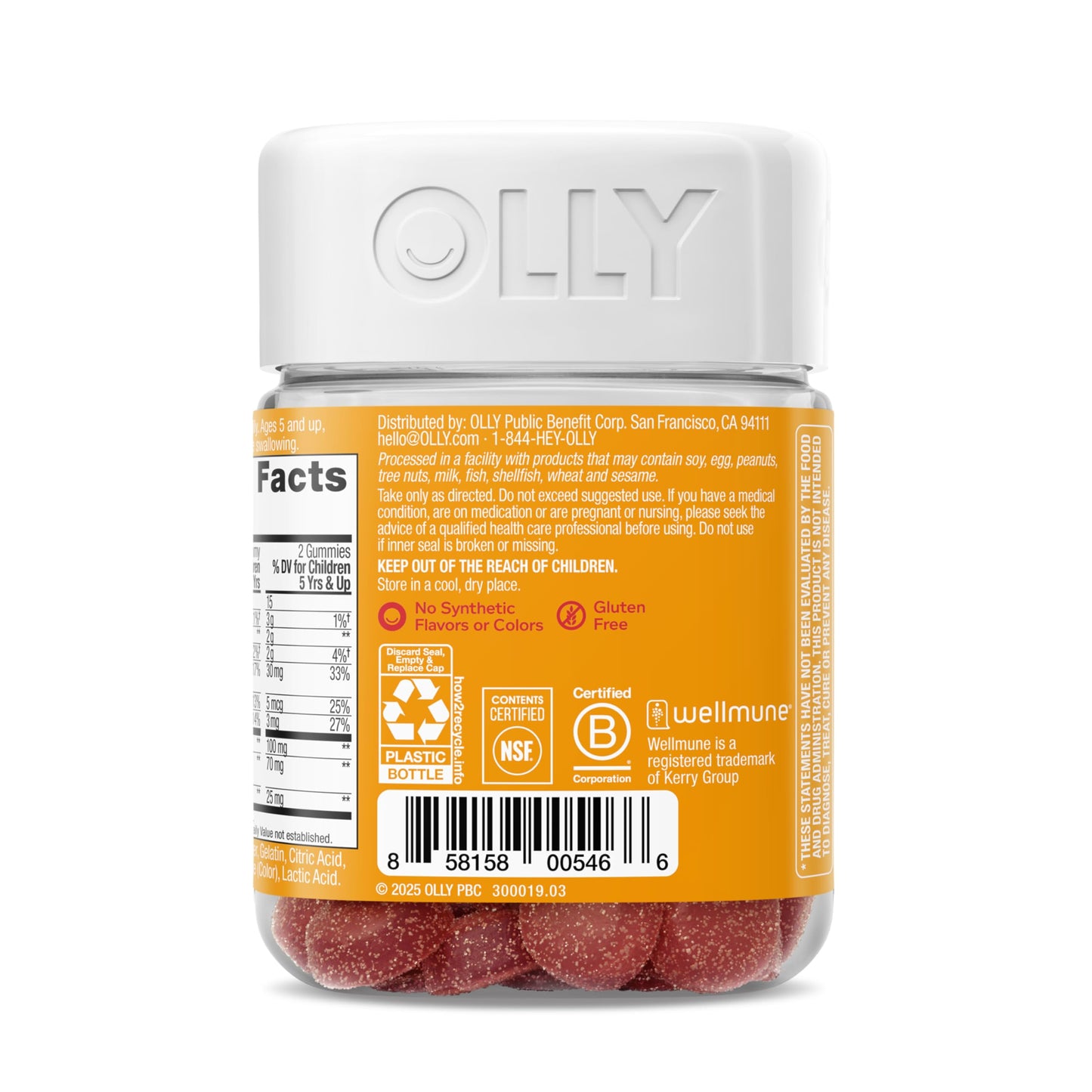 OLLY Kids Immunity Gummy, Immune Support, Wellmune, Elderberry, Vitamin C, Zinc, Chewable Supplement, Cherry - 50 Count OLLYBuy Supplements Australia