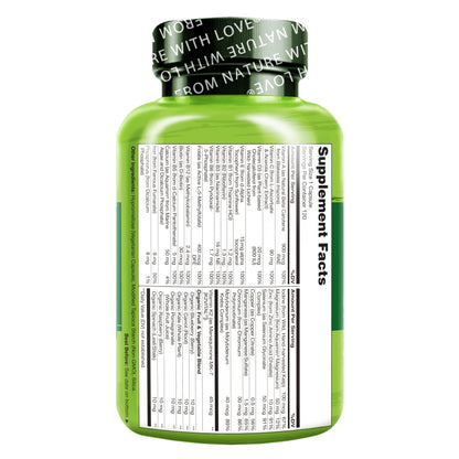 NATURELO One Daily Multivitamin for Women w/Vitamin B12, 120 Ct, Energy Support, Whole Food Daily Women Multivitamin Supplement, Nourish Hair/Skin/Nail, Non-GMO