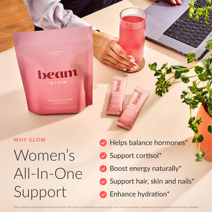 Beam Glow Hormone Balance Supplement for Women – Cortisol Supplement for Women, PMS Relief Supplement, Perimenopause & PCOS Support, Womens Vitamins,