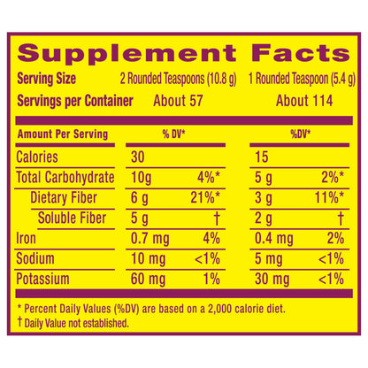 Metamucil, Psyllium Husk Powder, Unflavored with No Added Sweeteners, 114 Servings, 4-in-1 Fiber Supplement, Daily Psyllium Husk Fiber Powder