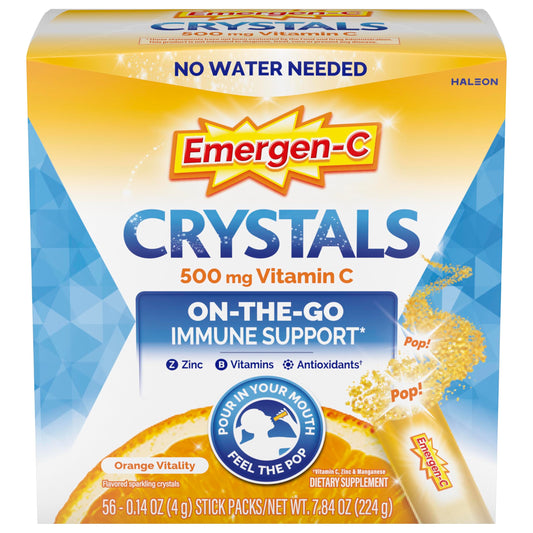 Emergen-C Crystals, On-the-Go Emergen-C Immune Support Supplement with Vitamin C, B Vitamins, Zinc and Manganese