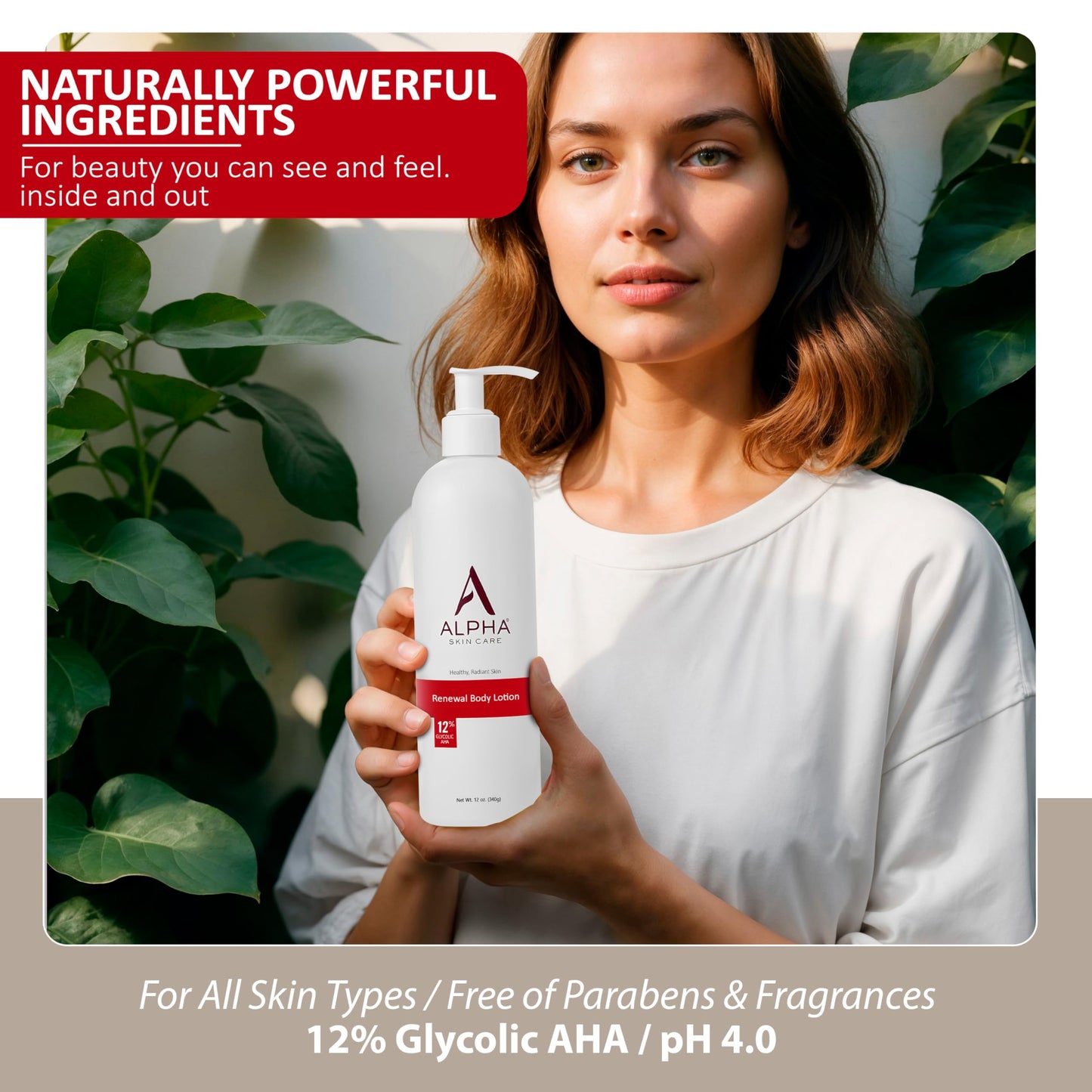 Alpha Skin Care Revitalizing Body Lotion, 12% Glycolic AHA, Simple & Effective Daily Moisturizer with Alpha Hydroxy Acid
