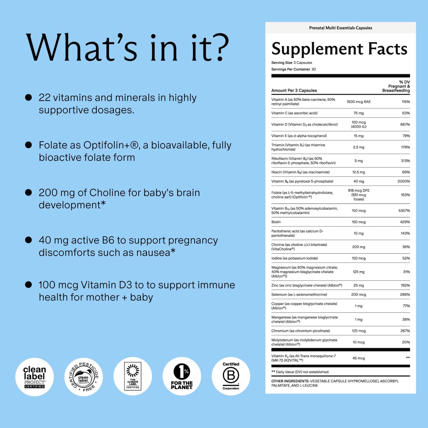 Needed. Multivitamin for Prenatal | Prenatal Multi Essentials Capsule - Pregnancy, Breastfeeding, Postpartum | Expertly-Formulated