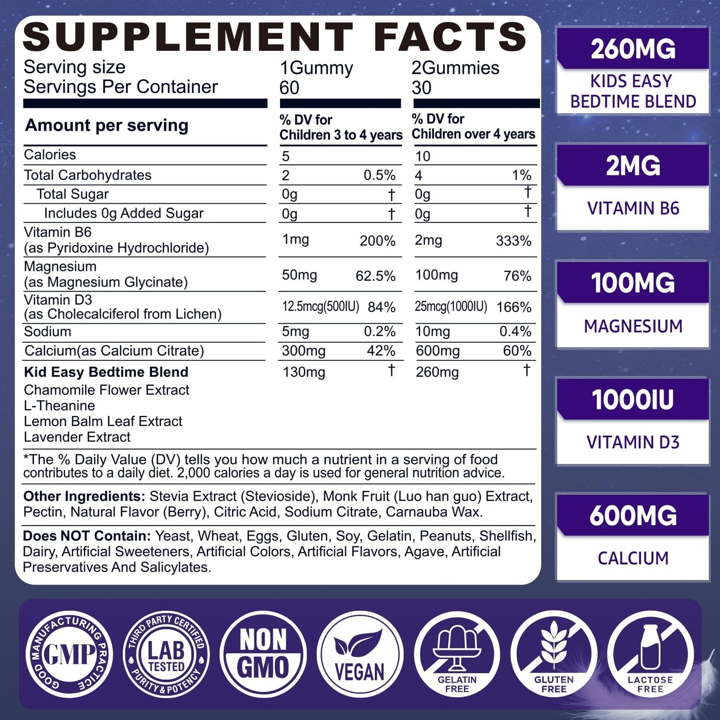 Kids Sleep Gummies - Magnesium Glycinate Gummies, Melatonin Free Sleep Aid | Magnesium, Calcium, D3, B6, L Theanine | Kid Melatonin Alternative for Restful Sleep (Pack of 1) LILICAREBuy Supplements Australia