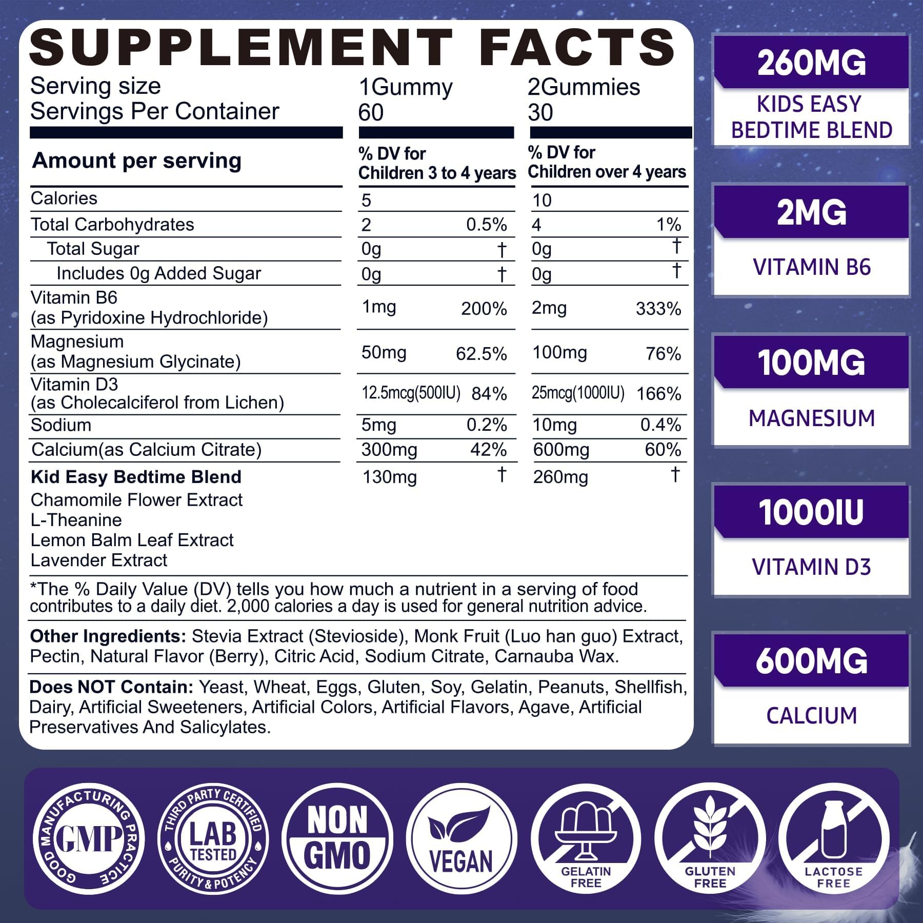 Kids Sleep Gummies - Magnesium Glycinate Gummies, Melatonin Free Sleep Aid | Magnesium, Calcium, D3, B6, L Theanine | Kid Melatonin Alternative for Restful Sleep (Pack of 1) LILICAREBuy Supplements Australia
