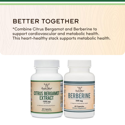 Citrus Bergamot Supplement, 1000mg, 60 Capsules - Supports Healthy Cholesterol & Triglyceride Levels - 1,000mg Servings