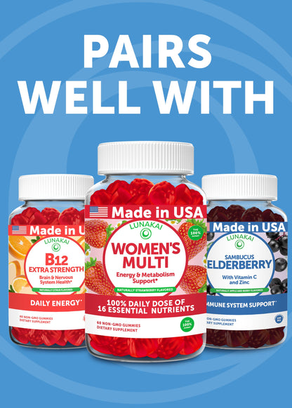 Lunakai USA Made Magnesium Glycinate Gummies with L-Theanine for Kids & Adults – 420mg Magnesium Supplement for Calm, Sleep & Stress Support, 60ct LunakaiBuy Supplements Australia