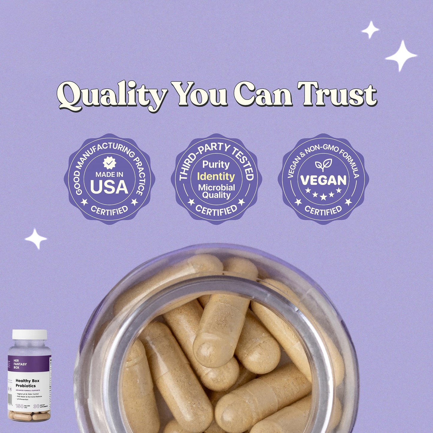 Her Fantasy Box | Healthy Box | Vaginal Probiotics for Women – Prebiotics + Advanced Lactobacillus Blend – Supports Natural Hormonal Balance – Feminine Health Support with Cranberry & D-Mannose