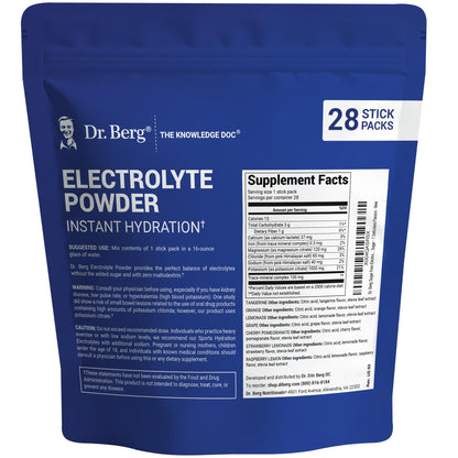 Dr. Berg Sugar Free Electrolyte Powder Packets (Variety Pack) - Daily Electrolyte Drink Mix - 28 Total Hydration Pouches Sugar Free