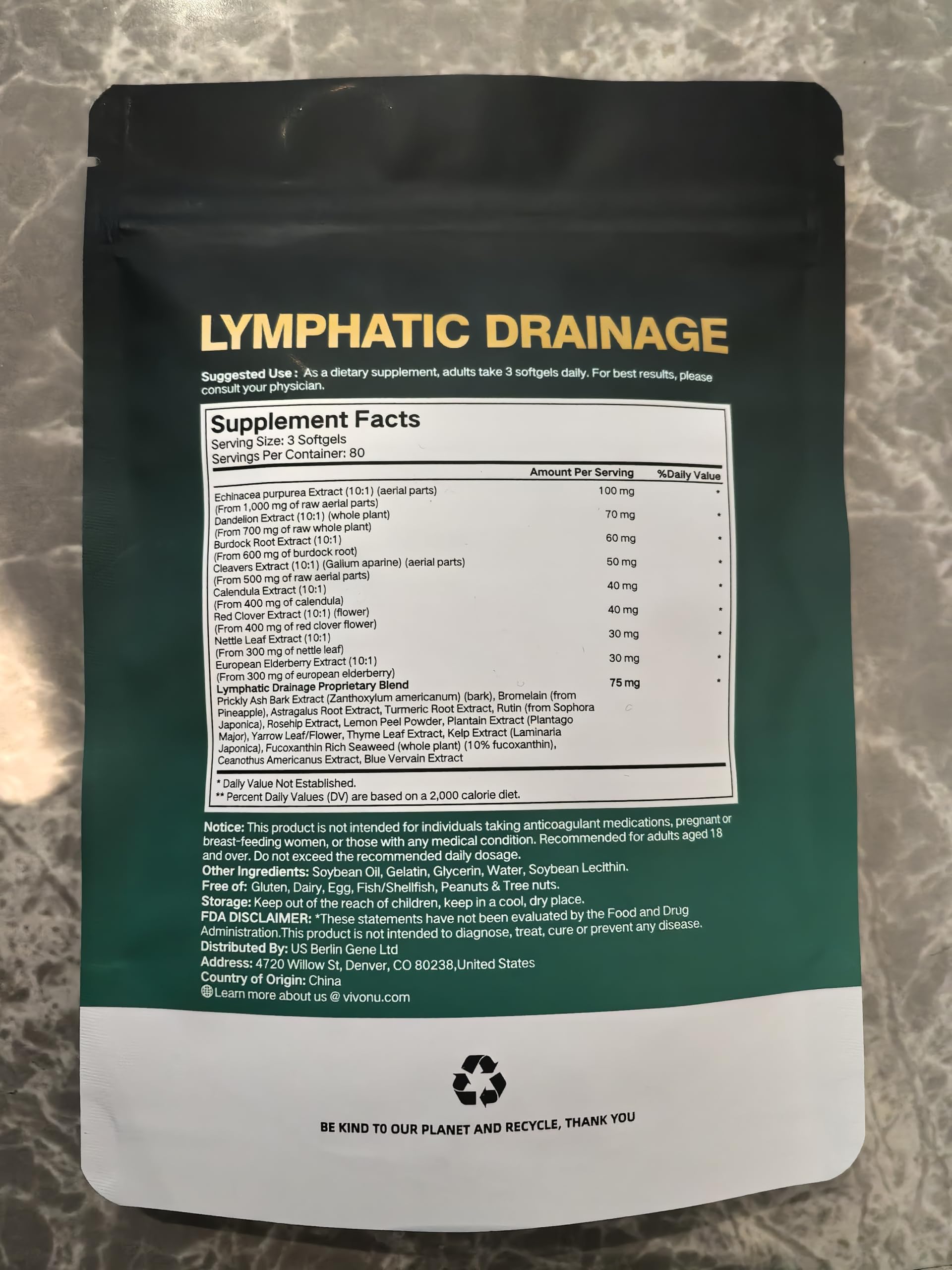 Lymphatic Drainage Supplements, 240 Softgels, Lymph System Support Supplement for Women & Men, 21-in-1 Herbal Blend with Echinacea, Dandelion, Burdock, Bromelain, Calendula, Turmeric & More, 1 Bag VivoNu buy supplements Au