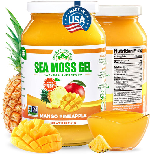 EverSmith Organics - Wildcrafted Irish Sea Moss Gel | Made in USA | Rich in Vitamins & Minerals | Sea Moss Gel Raw | Nutritional Supplement | Mango Pineapple (1 Jar) EverSmith OrganicsBuy Supplements Australia