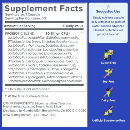 Gundry MD® 24 Strain Probiotic with 30 Billion CFUs, 30 Count
