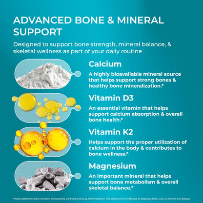 PUREHEALTH RESEARCH Bone Health Formula - for Bones, Joint & Skeletal Wellness - with Calcium, Magnesium, Zinc, Copper, Manganese, Potassium, Vitamin K2, D3, C & More for Women & Men - 150 Capsules PUREHEALTH RESEARCHBuy Supplements Australia