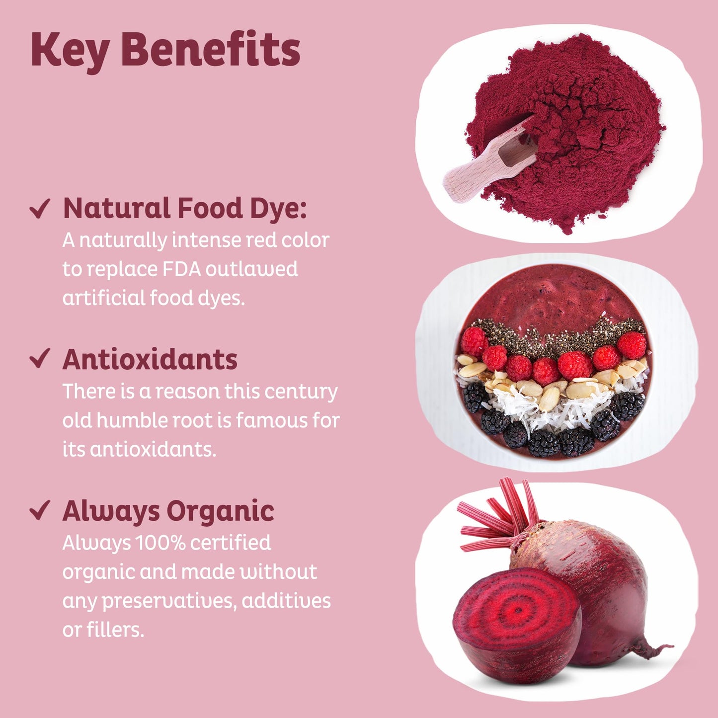KOS Organic Beet Root Powder, USDA Organic - Natural Nitric Oxide Booster, Superfood Plant Based Beetroot Antioxidant, Supports Active Lifestyle & Healthy Circulation, Soy & Gluten-Free - 90 Servings KOS buy supplements Au
