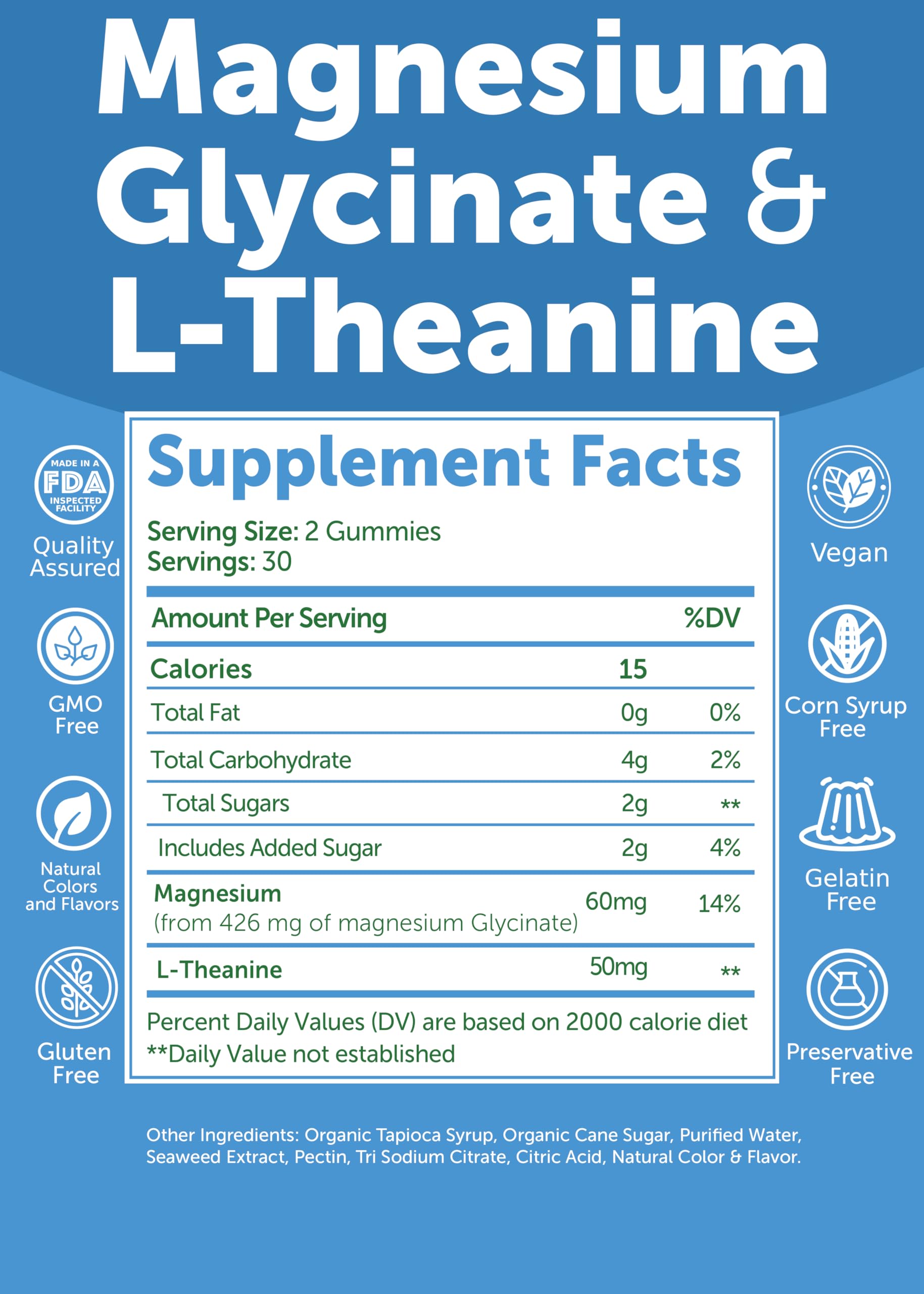 Lunakai USA Made Magnesium Glycinate Gummies 426mg with L-Theanine – Calm, Sleep, Stress Relief for Adults & Kids, Non-GMO, Vegan, 60ct LunakaiBuy Supplements Australia