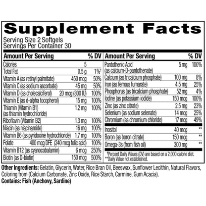 OLLY Ultra Strength Women's Multi Softgels, Overall Health and Immune Support, Omega-3s, Iron, Vitamins A, D, C, E, B12, Daily Multivitamin, 30 Day Supply - 60 Count OLLY buy supplements Au