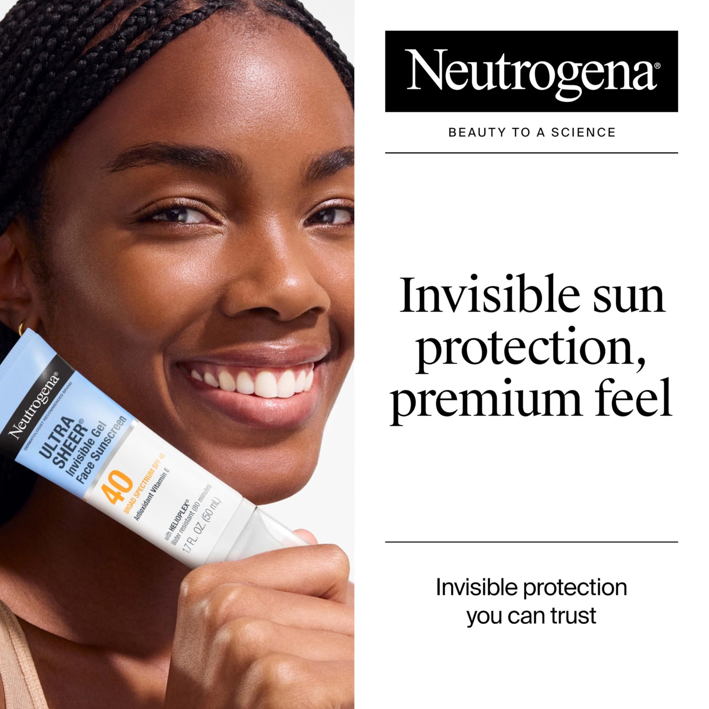 Neutrogena Ultra Sheer Invisible Gel Face Sunscreen SPF 40, Facial Sunscreen & Moisturizer