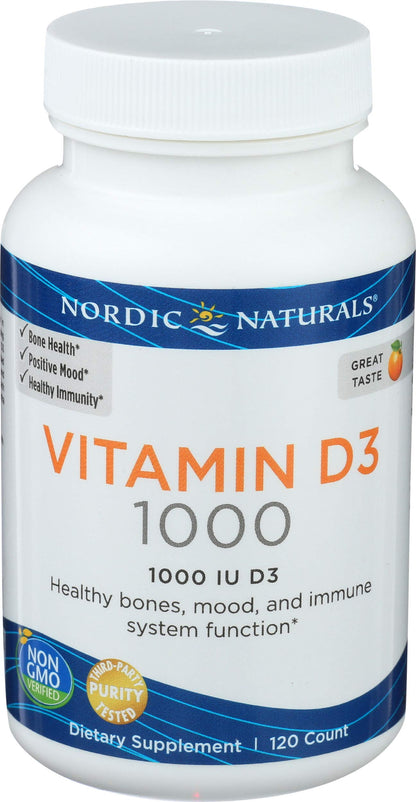 Nordic Naturals Vitamin D3 1000, Orange - 120 Mini Soft Gels - 1000 IU Vitamin D3 - Supports Healthy Bones