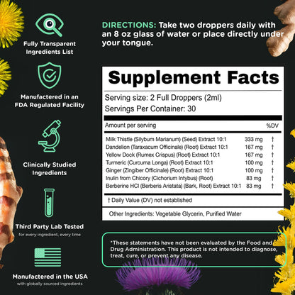 SuperBonsai Milk Thistle Herbal Liquid Supplement - Doctor-Formulated Botanical Blend with Milk Thistle and Dandelion Root - Vegan Non