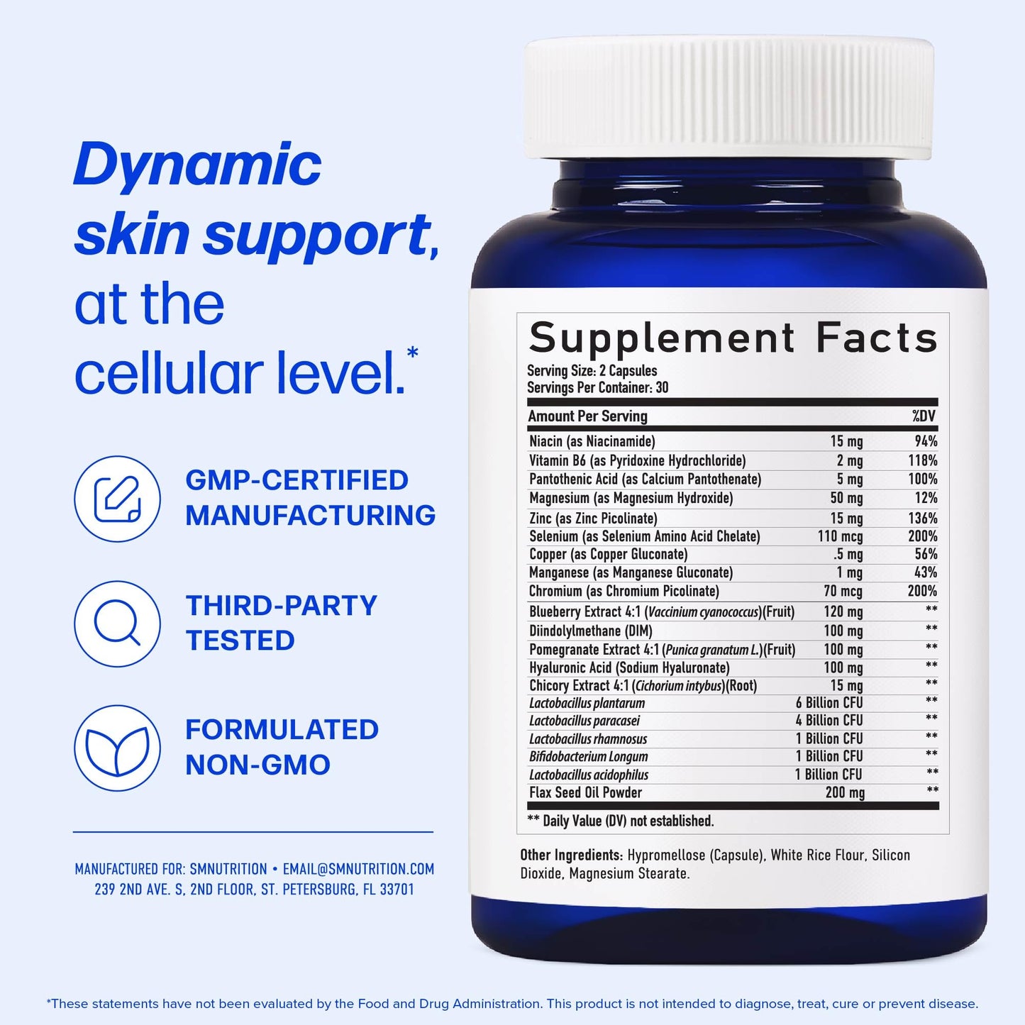 Clear Skin Supplement with Zinc, DIM & Probiotics | 3-in-1 Balance, Glow & Health Skin Support | Triple Action Hyaluronic Acid, Niaciminide & Vitamins for Hormone
