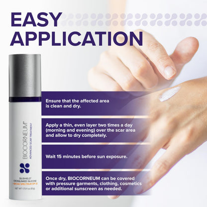 Biocorneum Advanced Scar Treatment with Silishield® & SPF 30 10g – Medical Grade Silicone Gel to Support Healing of Surgical Scars and Marks