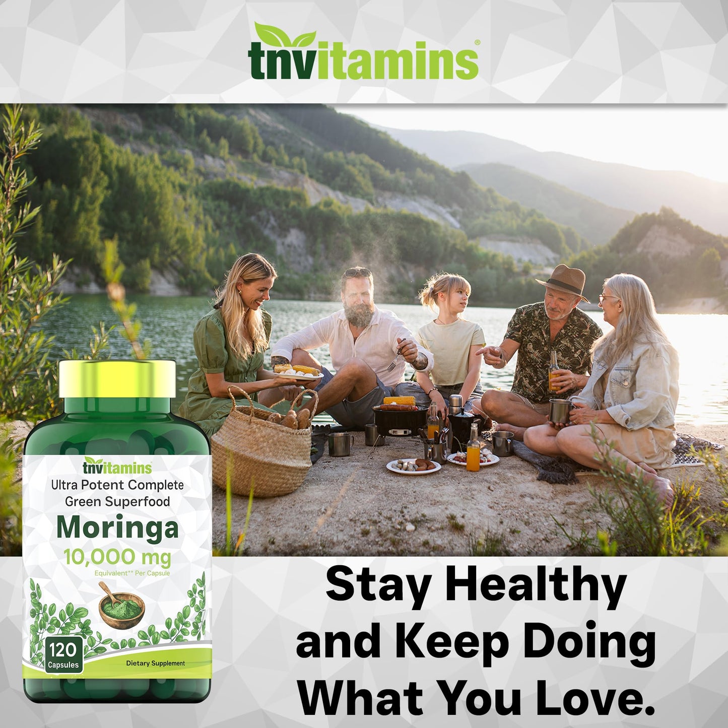 tnvitamins Moringa Capsules 10,000 mg - 120 Capsules | High Potency Moringa Leaf Extract Superfood Supplement for Energy