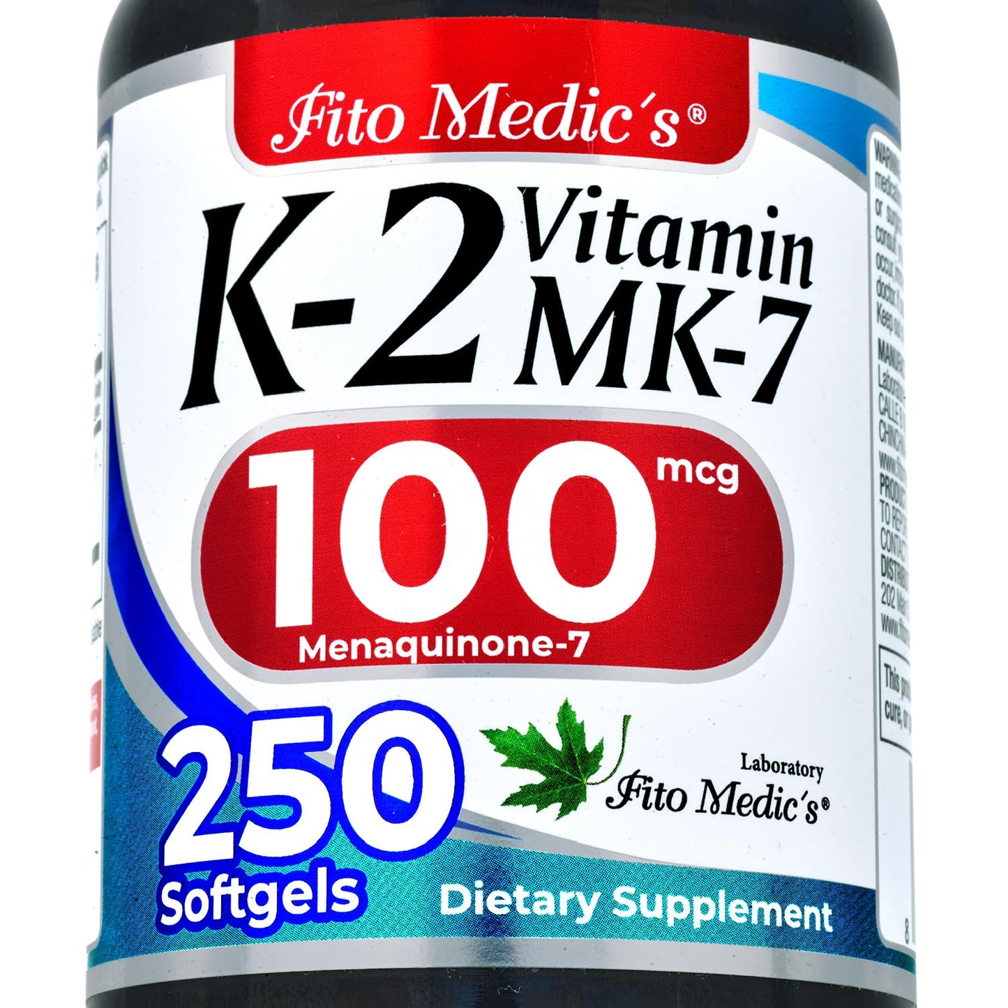 FITO MEDIC'S Lab | Vitamin k2 | k2 Vitamin Supplement | Vitamin k | 250 softgels | 100 mcg |