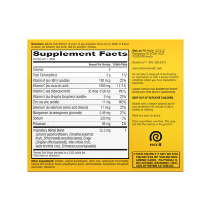 Airborne 1000mg Vitamin C with Vitamin D & Zinc, Sugar Free Multivitamin Immune Support Supplement, Antioxidants Vitamins A C & Vitamin E