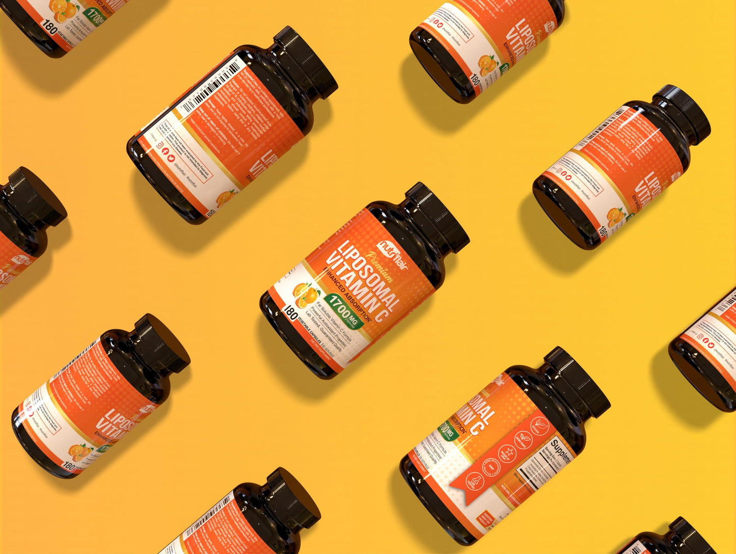 NutriFlair Liposomal Vitamin C 1700mg, 180 Capsules - High Absorption, Fat Soluble VIT C, Higher Bioavailability Immune System Support