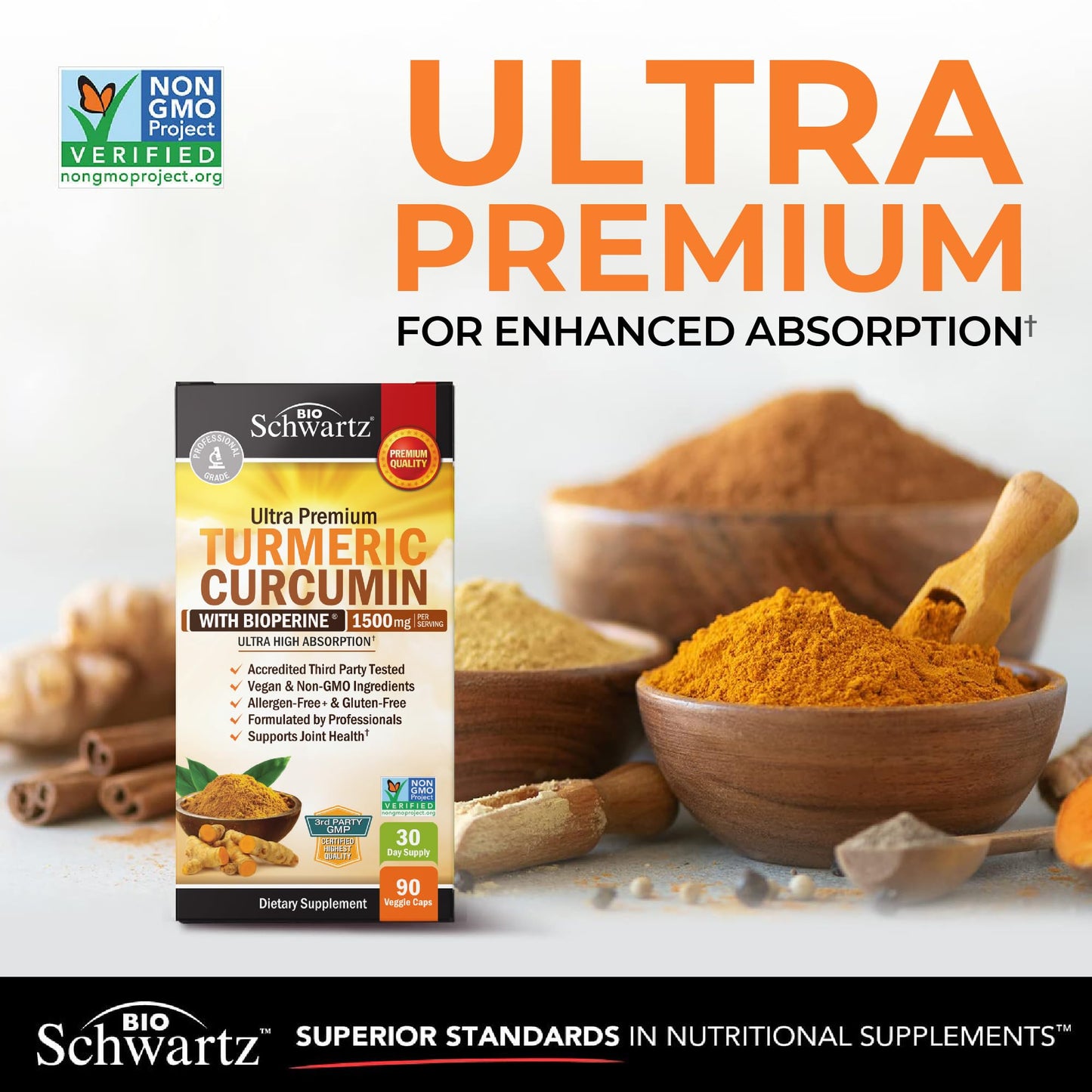 Turmeric Curcumin with Black Pepper Extract 1500mg - High Absorption Ultra Potent Turmeric Supplement with 95% Curcuminoids and BioPerine