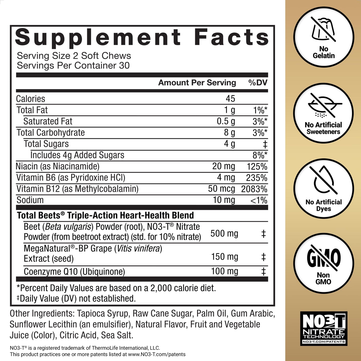 Force Factor Total Beets Ultimate Heart Health Chews for Blood Pressure Support, with Beetroot Powder, CoQ10, B Vitamins & Grapeseed Extract for Blood Flow & Energy