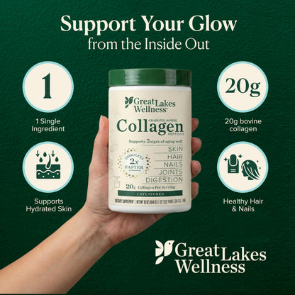 Great Lakes Wellness Collagen Peptides Powder – Supports Skin, Hair, Nails, Joints & Digestion – Hydrolyzed, Quick Dissolve