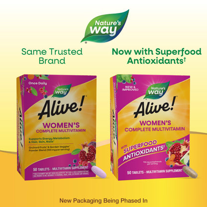 Nature's Way Alive! Daily Complete Multivitamin for Women, Supports Energy Metabolism, Hair, Skin & Nails*, B-Vitamins