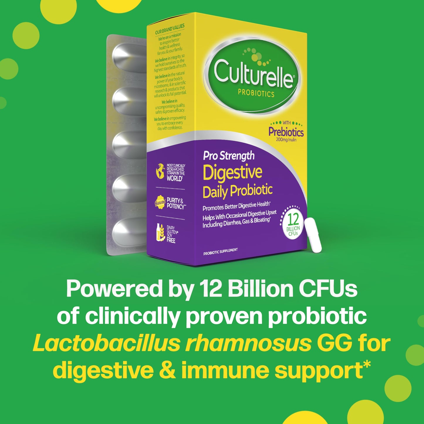 Culturelle Pro Strength Daily Probiotics For Digestive Health (2 Month Supply) with Prebiotics for Women & Men, Supports Occasional Diarrhea