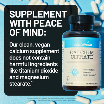 NatureWise Calcium Citrate 500mg Capsules - Supplement for Bone Health - Easy to Digest & Absorb - Vegan, Non-GMO