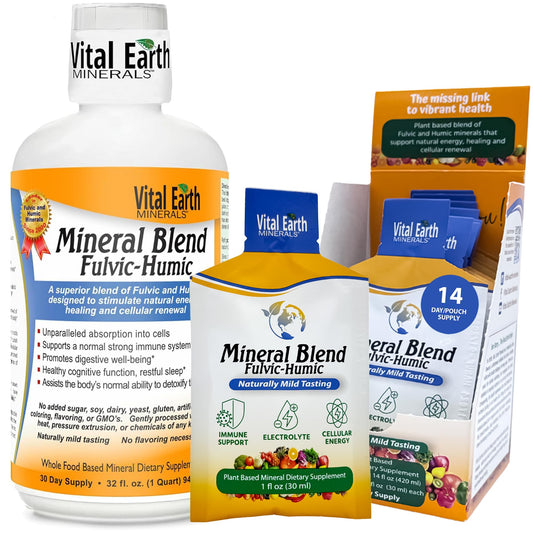 Vital Earth Minerals Detox & Wellness Support – Fulvic Humic Mineral Blend with 70+ Trace Minerals, Electrolytes, 32 Oz Bottle + 14 Single-Serve Packs Vital Earth MineralsBuy Supplements Australia