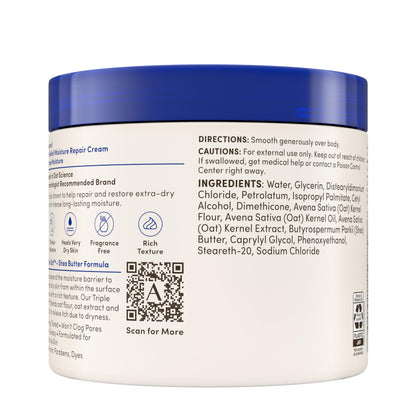 Aveeno Skin Relief Intense Moisture Repair Body Cream with Triple Oat & Shea Butter Formula, Helps Heal, Repair & Restore Very Dry Skin